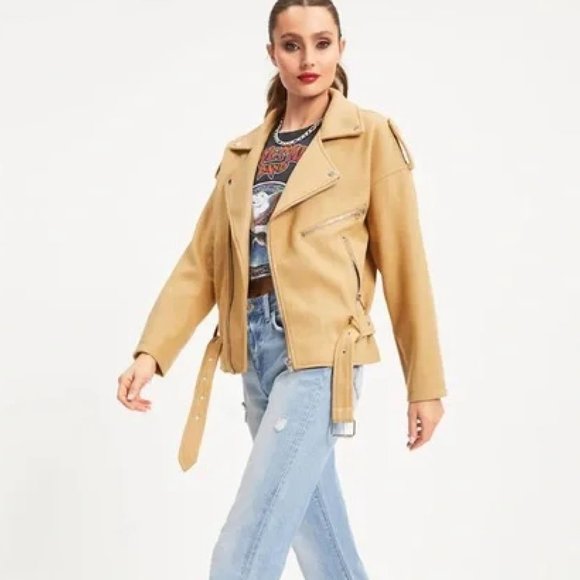 NWT Biker Jacket - CAMEL Sz Small - Picture 4 of 10